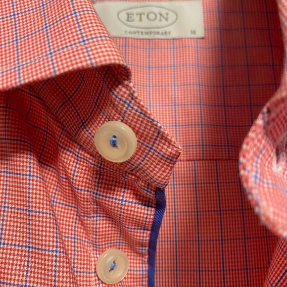 ETON men's dress shirt in pink/navy tattersall check, size 41/16 - Picture 4 of 6